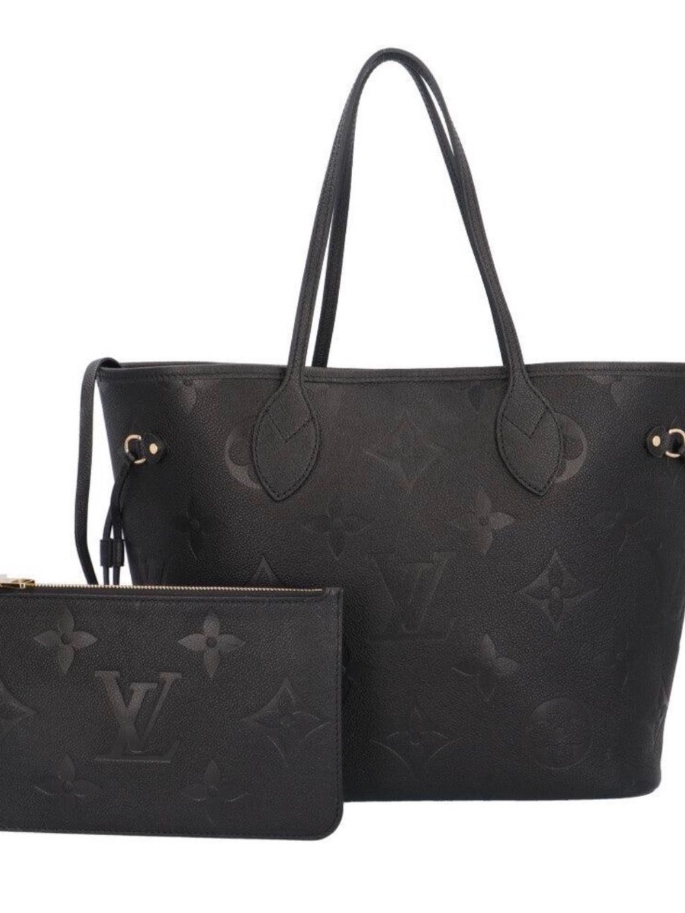 Louis Vuitton Black Monogram-Embossed Reversible Tote with Pouch